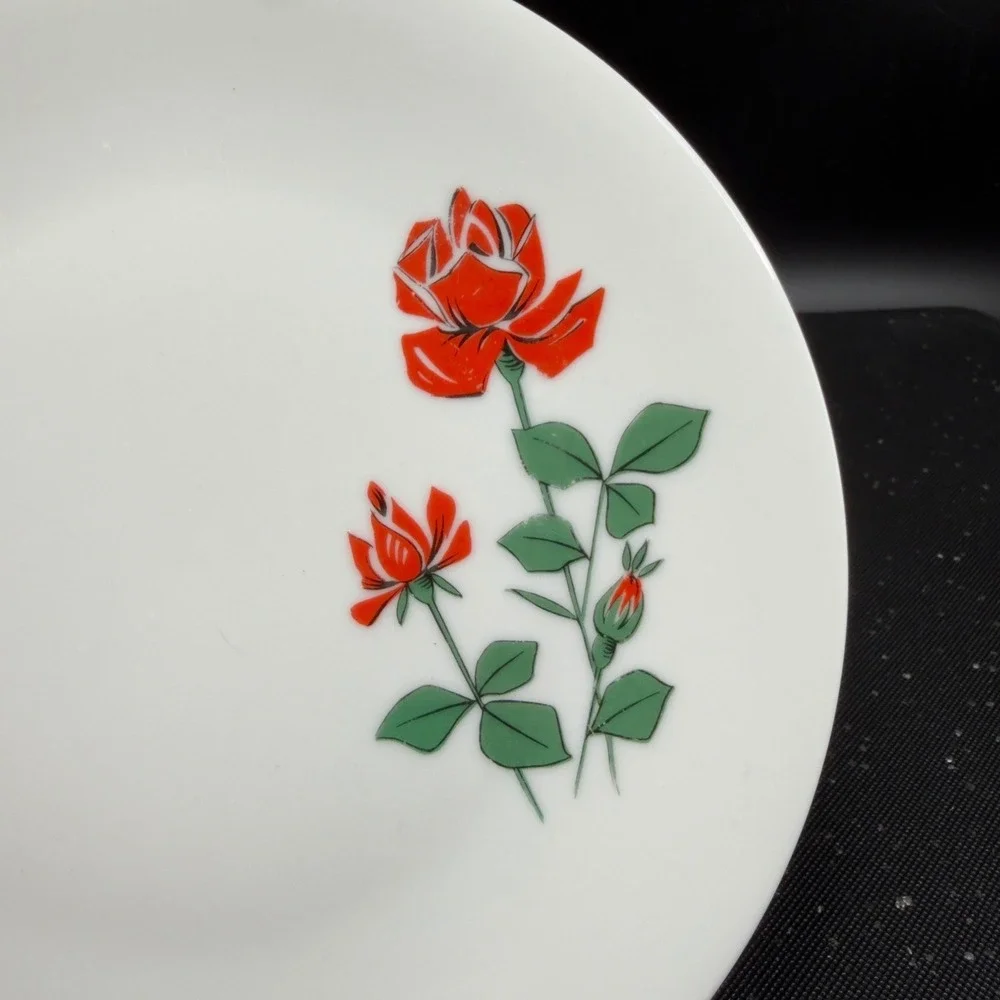 Seltmann‎ Weiden Bavaria Red Rose Porcelain Plates Dishes Set of 2 Germany Decor